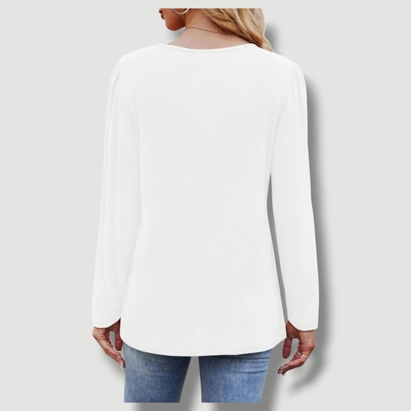 Fantaslook - Large White Long Sleeve Women's Top - Picture 5 of 9